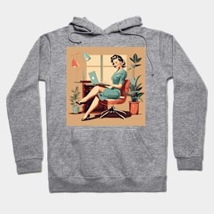 Timeless Laptop Beauty Working Vintage Art Pin Up Girl Hoodie